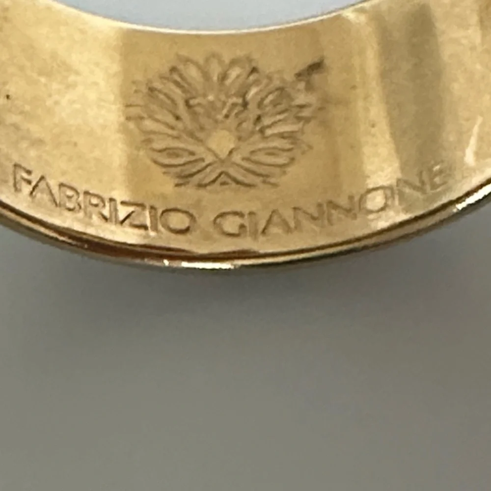 FABRIZIO GIANNONI Gold-Tone Cuff Bracelet with Green and Purple Stones